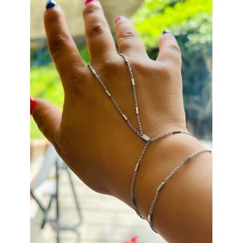ÖZEL SERİ BİLEKTEN ÇİFT DOLAMALI, PIRILTI ZİNCİRLİ ŞAHMERAN-GÜMÜŞ RENK ACR6933