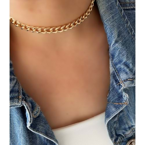 GOLD RENK CHOKER ZİNCİR KOLYE 40 CM ACR6939