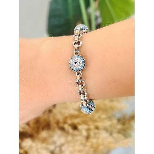 XUPING GÖZ BONCUK BİLEKLİK 18+4CM-GÜMÜŞ RENK ACR6992