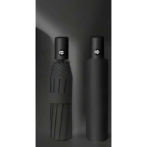 8 FİBER TELLİ RÜZGARA DAYANIKLI TAM OTOMATİK, KILIFLI SİYAH UNISEX ŞEMSİYE ACR7509