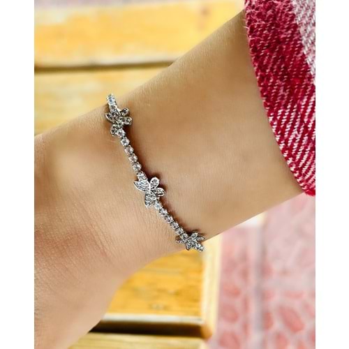 ÇELİK KELEBEKLİ SUYOLU BİLEKLİK-18+1CM-GÜMÜŞ RENK ACR7588