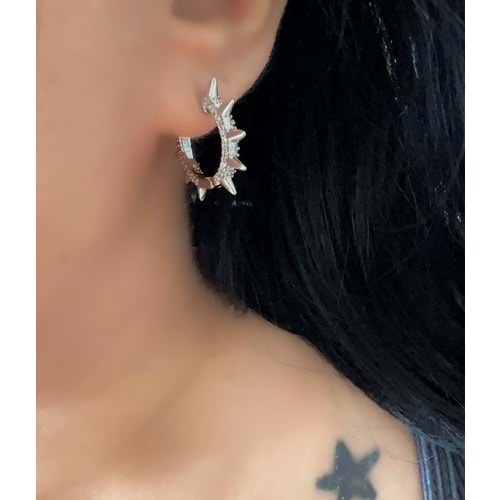 XUPING TAŞLI, ÇİVİLİ HALKA KÜPE-GÜMÜŞ RENK ACR7600