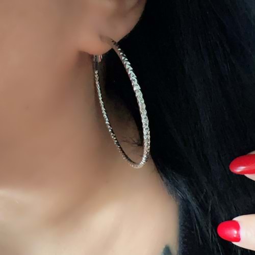 IŞILTILI HALKA KÜPE-GÜMÜŞ RENK ACR7843