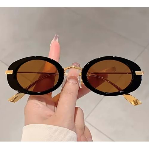 KADIN OVAL TASARIM GÜNLÜK MODA GÖZLÜK-SİYAH ÇERÇEVELİ TURUNCU ACR7888