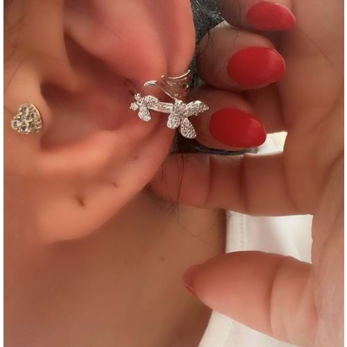 KELEBEKLİ KIKIRDAK (EARCUFF) KÜPE-GÜMÜŞ RENK ACR7963