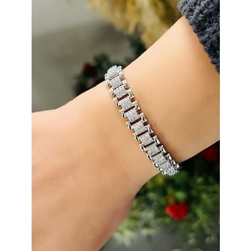 XUPING ZİRKON TAŞLI KORDON BİLEKLİK 17+2CM-GÜMÜŞ RENK ACR8327
