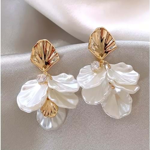 VİNTAGE DENİZ KABUĞU ŞEKLİNDE YAPRAK KÜPE-GOLD RENK ACR8348