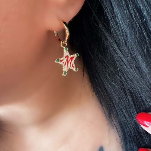 XUPING KIRMIZILI YILDIZ CHARM KÜPE-GOLD RENK ACR8377