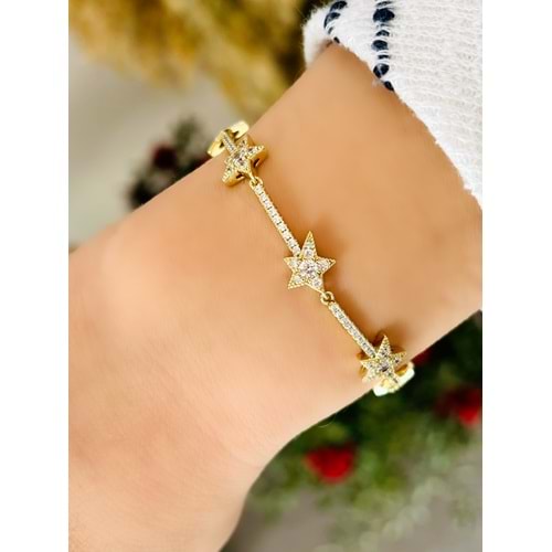 XUPING 14K ZİRKON TAŞLI YILDIZ BİLEKLİK-18+1CM-GOLD RENK ACR8401