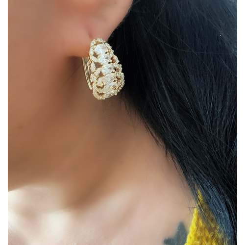 XUPING 14K TAŞLI KÜPE-GOLD RENK ACR8529