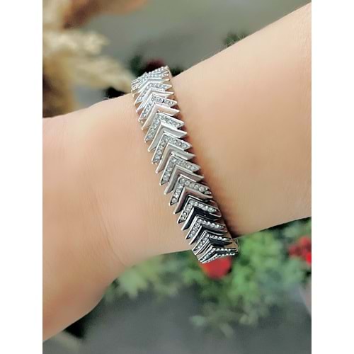 BALIK SIRTI MODEL LASTİKLİ BİLEKLİK-GÜMÜŞ RENK ACR8597