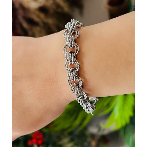 XUPING IŞILTILI İÇ İÇE GEÇMELİ ZİNCİR BİLEKLİK 20CM-GÜMÜŞ RENK ACR9045
