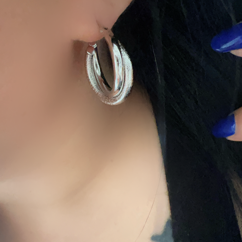 XUPING İKİLİ GÖRÜNÜMLÜ HALKA KÜPE-GÜMÜŞ RENK ACR9197