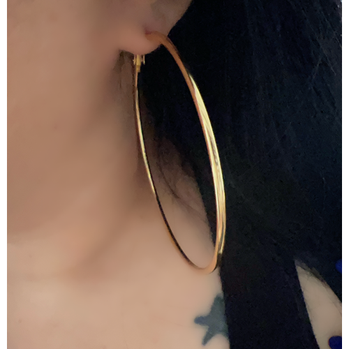 GOLD RENK ÇELİK BÜYÜK HALKA KÜPE ACR9270