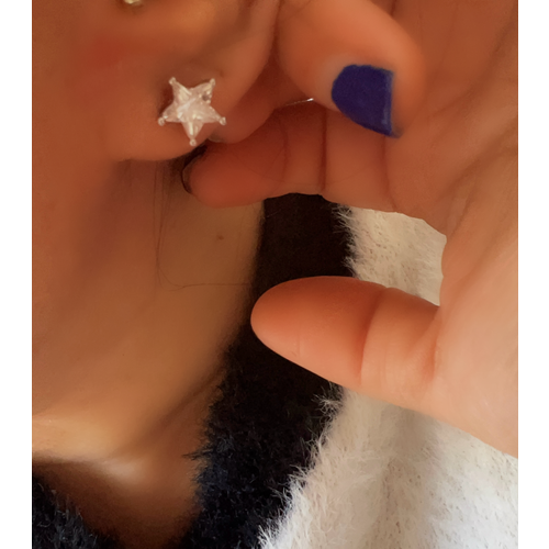 XUPING GÜMÜŞ RENK TAŞLI MİNİMAL YILDIZ KÜPE 8MM ACR9489