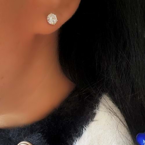 XUPING GÜMÜŞ RENK YUVARLAK TAŞLI MİNİMAL KÜPE 5MM ACR9499