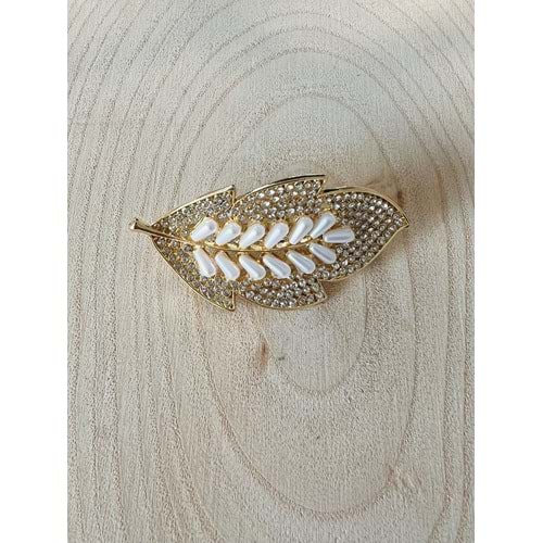 TAŞLI, İNCİLİ YAPRAK BROŞ ACR9592