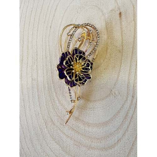 MOR ÇİÇEK BALON BROŞ ACR9601