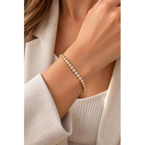 XUPING 14K GOLD RENK YUVARLAK TAŞLI SUYOLU BİLEKLİK 18+1CM ACR9707