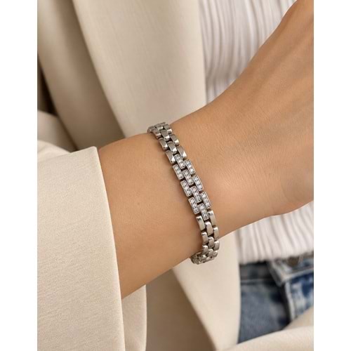 XUPING GÜMÜŞ RENK YARIM TUR KORDON BİLEKLİK 18CM ACR9718
