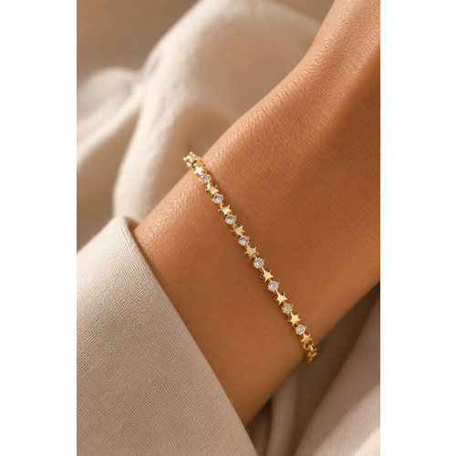 XUPING 14K GOLD RENK YILDIZLI MİNİMALİST 18+1CM BİLEKLİK ACR9731