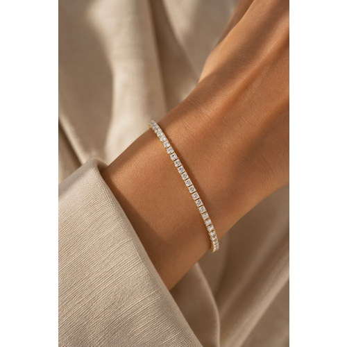 XUPING 14K GOLD RENK, KARE TAŞLI, İNCE SUYOLU BİLEKLİK 17+2CM ACR9751