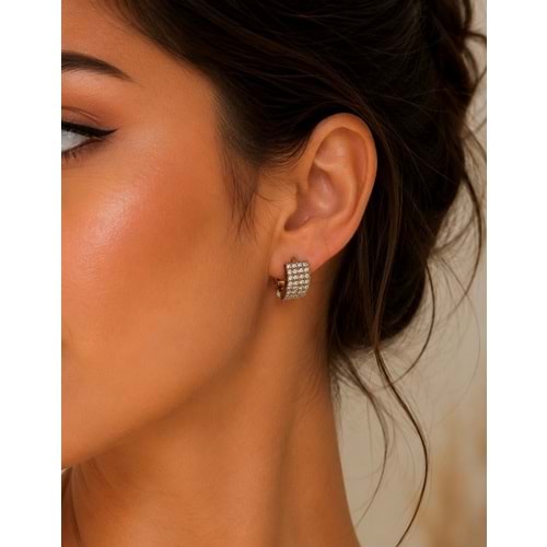 XUPING ROSE RENK DÖRT SIRA TAŞLI MİNİMAL HALK KÜPE ACR9854