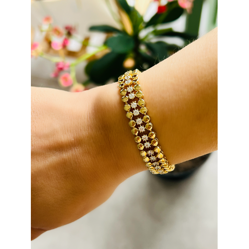 XUPING 14K ÜÇ SIRALI, ORTASI TAŞLI BİLEKLİK 17+2CM ACR9882