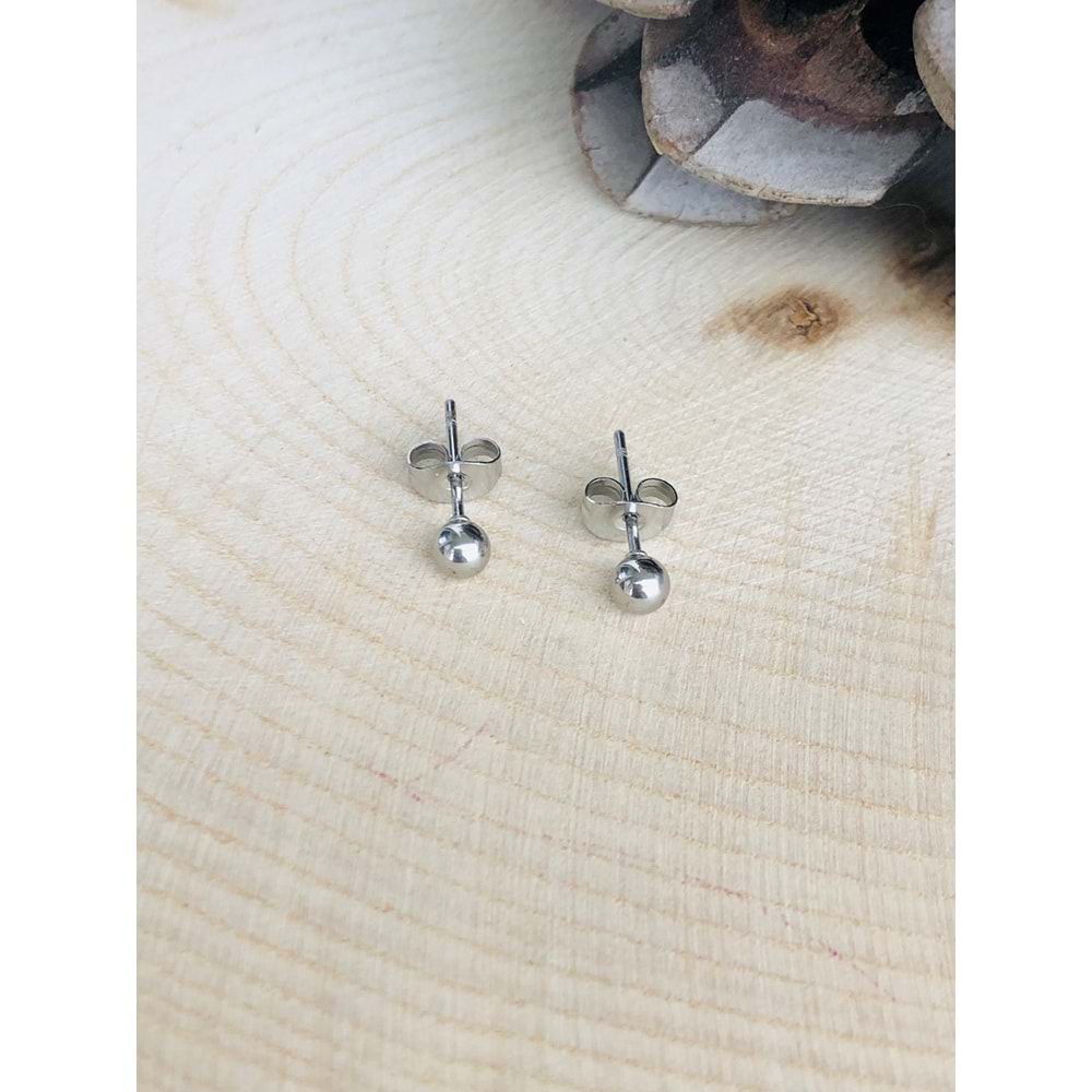 GÜMÜŞ RENK MİNİMAL TOP ÇELİK KÜPE 4MM 316L2921