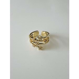 AYARLANABİLİR GOLD RENK TAŞLI YILDIZ YÜZÜK ACR0023