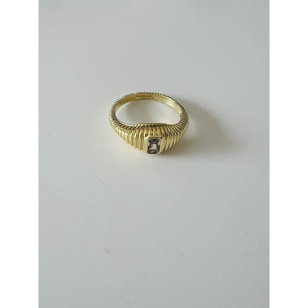 AYARLANABİLİR GOLD RENK KARE TAŞ DİLİMLİ YÜZÜK ACR0034