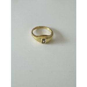 AYARLANABİLİR GOLD RENK KARE TAŞ DİLİMLİ YÜZÜK ACR0034