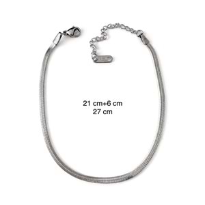 ÇELİK GÜMÜŞ RENK, İTALYAN ZİNCİR 21+6CM HALHAL ACR0074