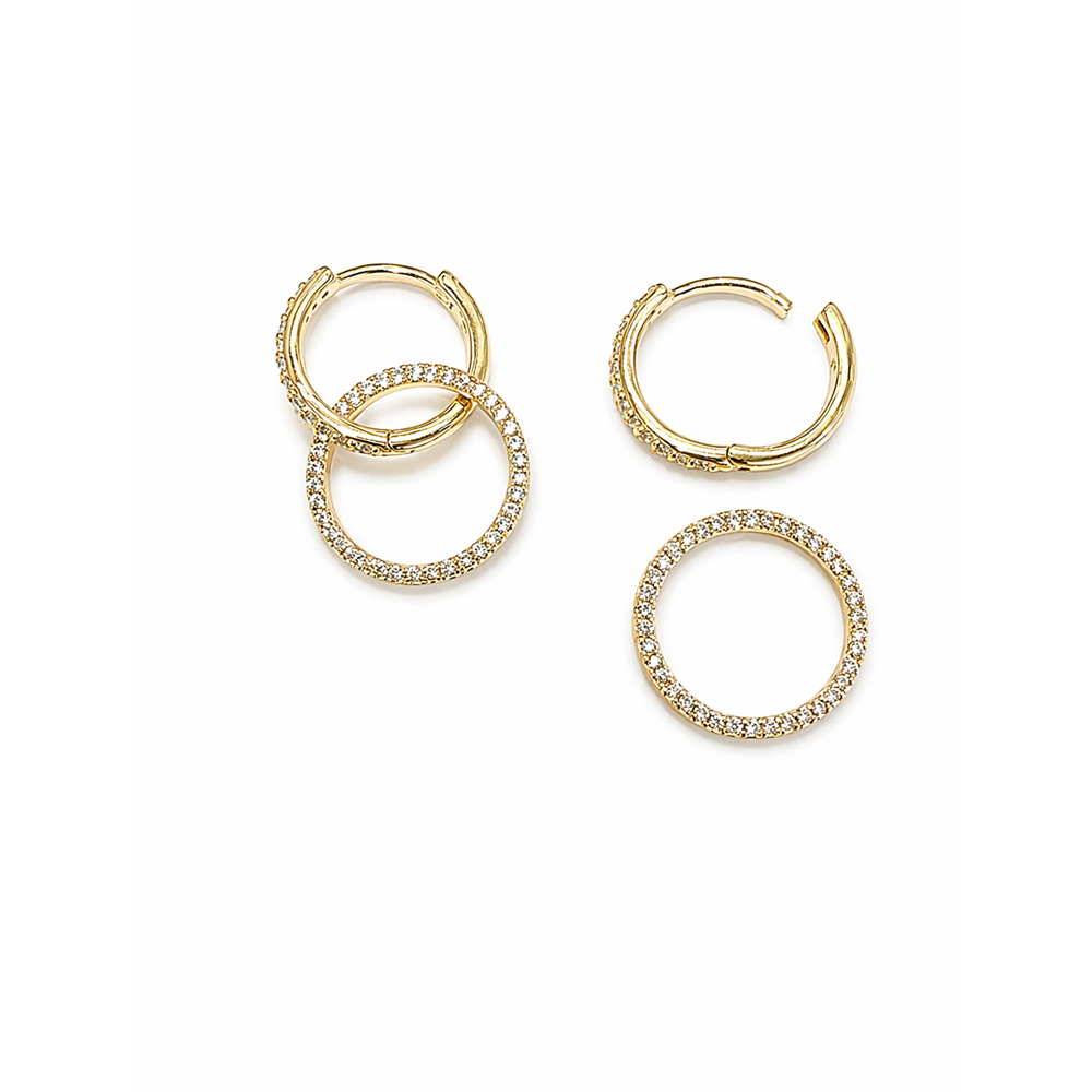 XUPING 14K GOLD RENK TAŞLI, BİRBİRİNE GEÇMELİ, İKİ AYRI KÜPEDEN OLUŞAN KÜPE ACR0313