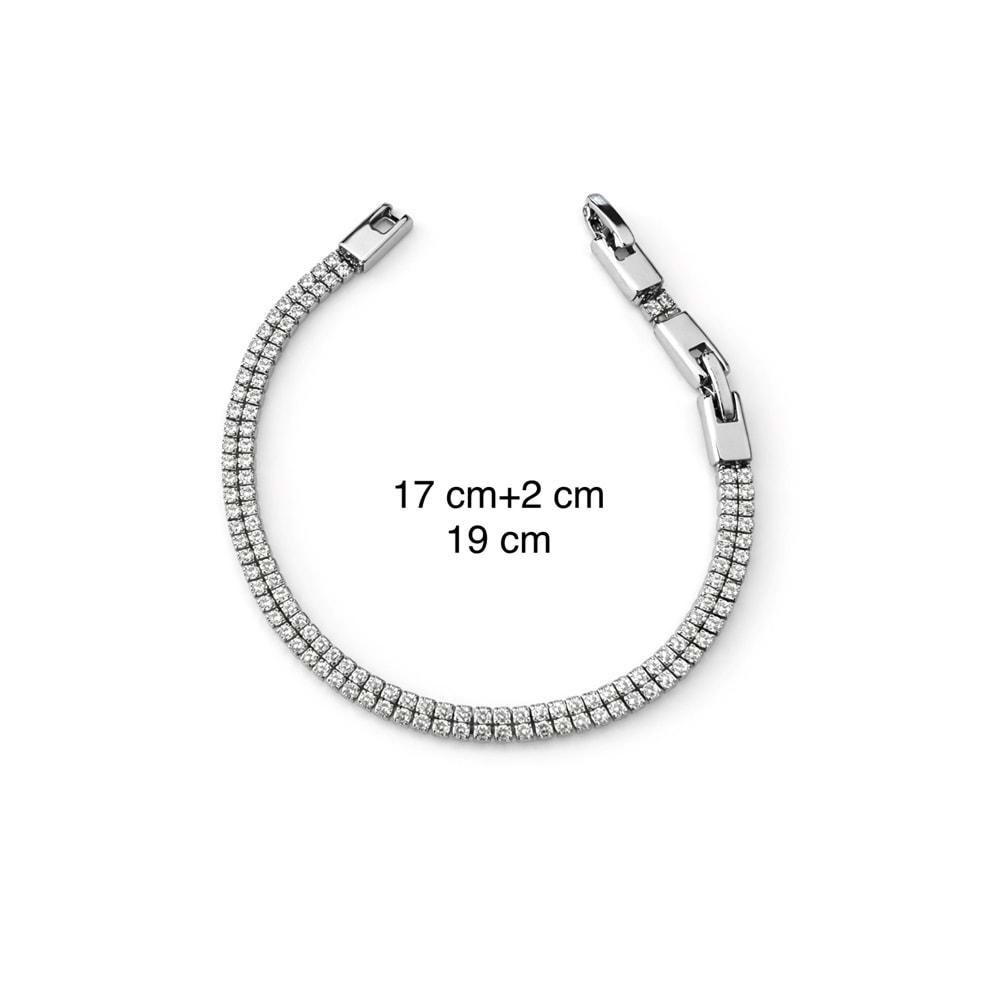 XUPING GÜMÜŞ RENK ÇİFT SIRA SUYOLU BİLEKLİK 17+2CM ACR0315