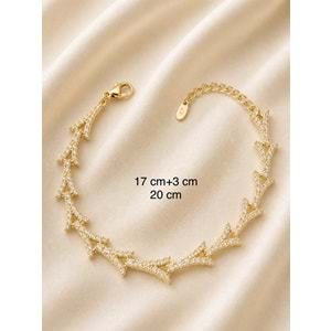 XUPING 14K GOLD RENK, ZİRKON TAŞLI V BİLEKLİK 17+3CM ACR0755