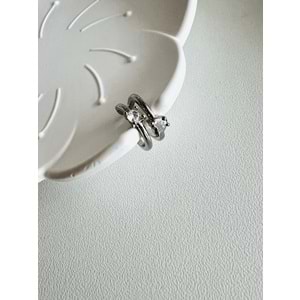 KIKIRDAK, TEK TAŞ İKİLİ GÖRÜNÜMLÜ KISTIRMALI KÜPE ACR1661