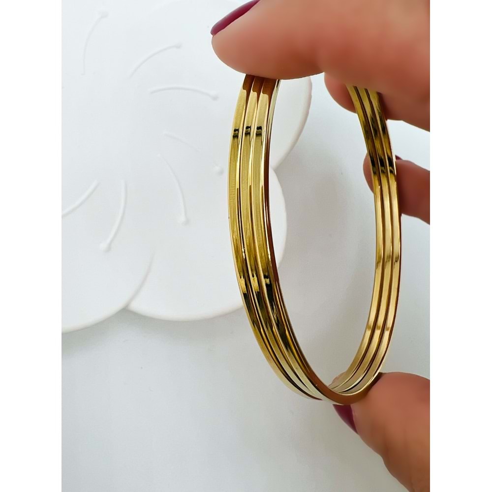 ÇELİK ÜÇLÜ AJDA BİLEZİK 3MM GOLD ACR1699