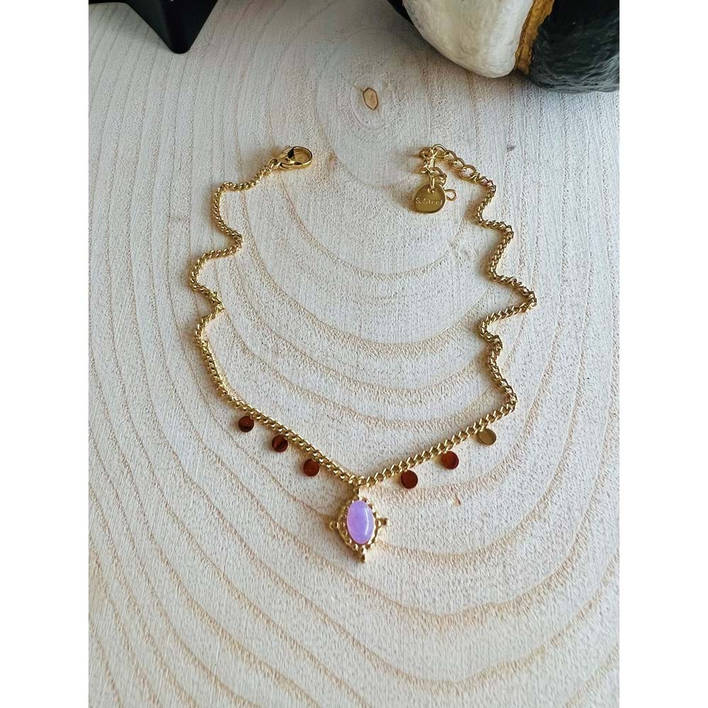 GOLD RENK PEMBE SALLANTILI ÇELİK HALHAL 22+4 CM ACR2196