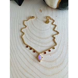 GOLD RENK PEMBE SALLANTILI ÇELİK HALHAL 22+4 CM ACR2196