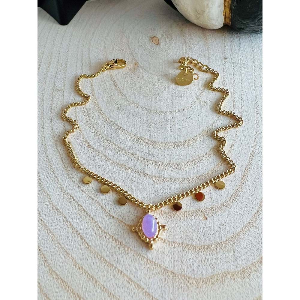 GOLD RENK PEMBE SALLANTILI ÇELİK HALHAL 22+4 CM ACR2196