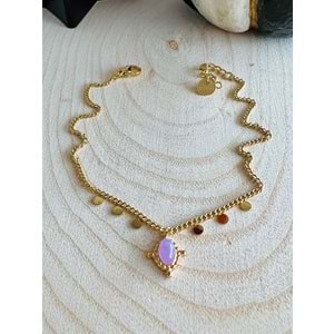 GOLD RENK PEMBE SALLANTILI ÇELİK HALHAL 22+4 CM ACR2196