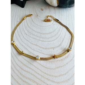 GOLD RENK İTALYAN ZİNCİRLİ YILDIZ ÇELİK HALHAL 22+6 CM ACR2204
