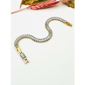 GOLD RENK BAGET TAŞLI SUYOLU ÇELİK BİLEKLİK 17+2 CM-5MM ACR2290