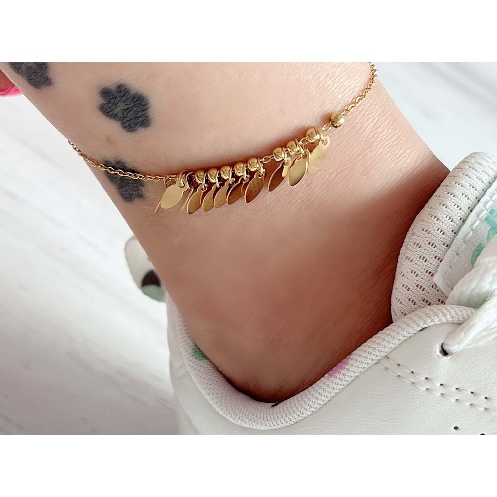 GOLD RENK SALLANTILI PUL ÇELİK HALHAL 23+5 CM ACR2314