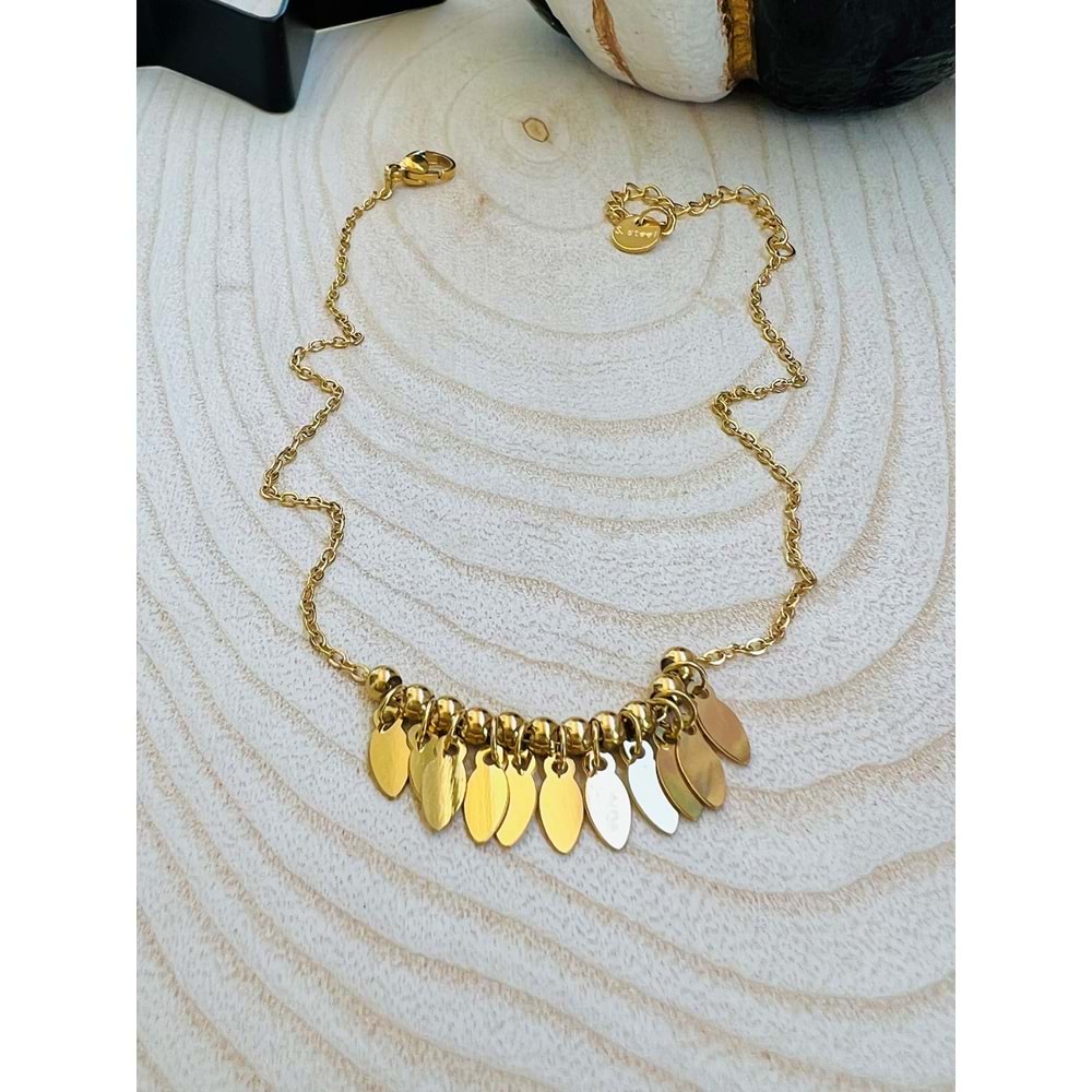 GOLD RENK SALLANTILI PUL ÇELİK HALHAL 23+5 CM ACR2314