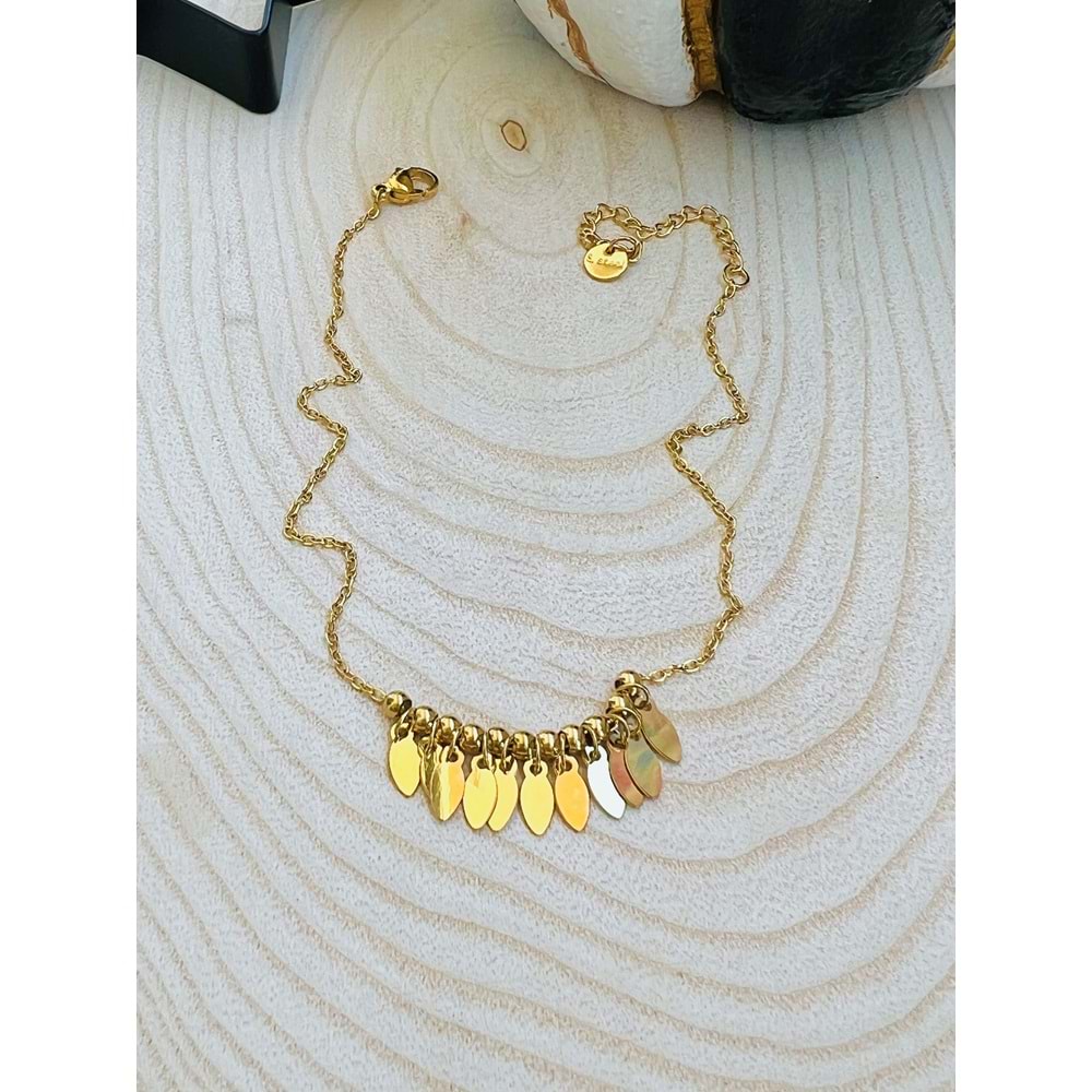 GOLD RENK SALLANTILI PUL ÇELİK HALHAL 23+5 CM ACR2314