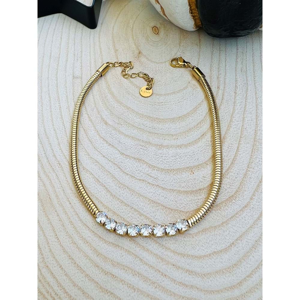GOLD RENK SU YOLU BURGU ZİNCİR ÇELİK HALHAL 21+6 CM ACR2315