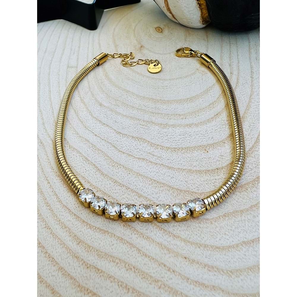 GOLD RENK SU YOLU BURGU ZİNCİR ÇELİK HALHAL 21+6 CM ACR2315