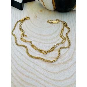 GOLD RENK İKİLİ ZİNCİR ÇELİK HALHAL 20+6 CM ACR2323
